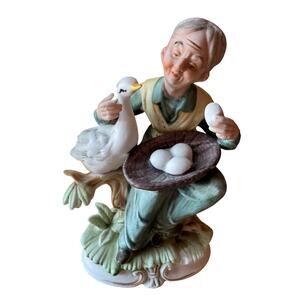 Vintage Napcoware Porcelain Farm Grandma with Goose and Eggs